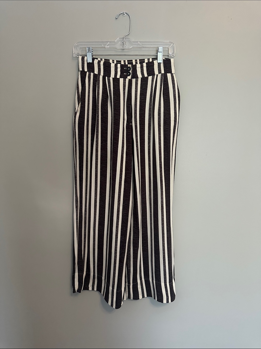 H&M Black and White Vertical Stripe Wide Leg Pants